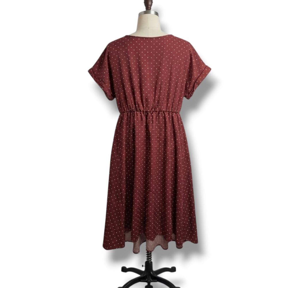 Isabel By Ingrid & Isabel Maternity Women's Rust Polka Dot V-Neck Dress - Picture 2 of 7